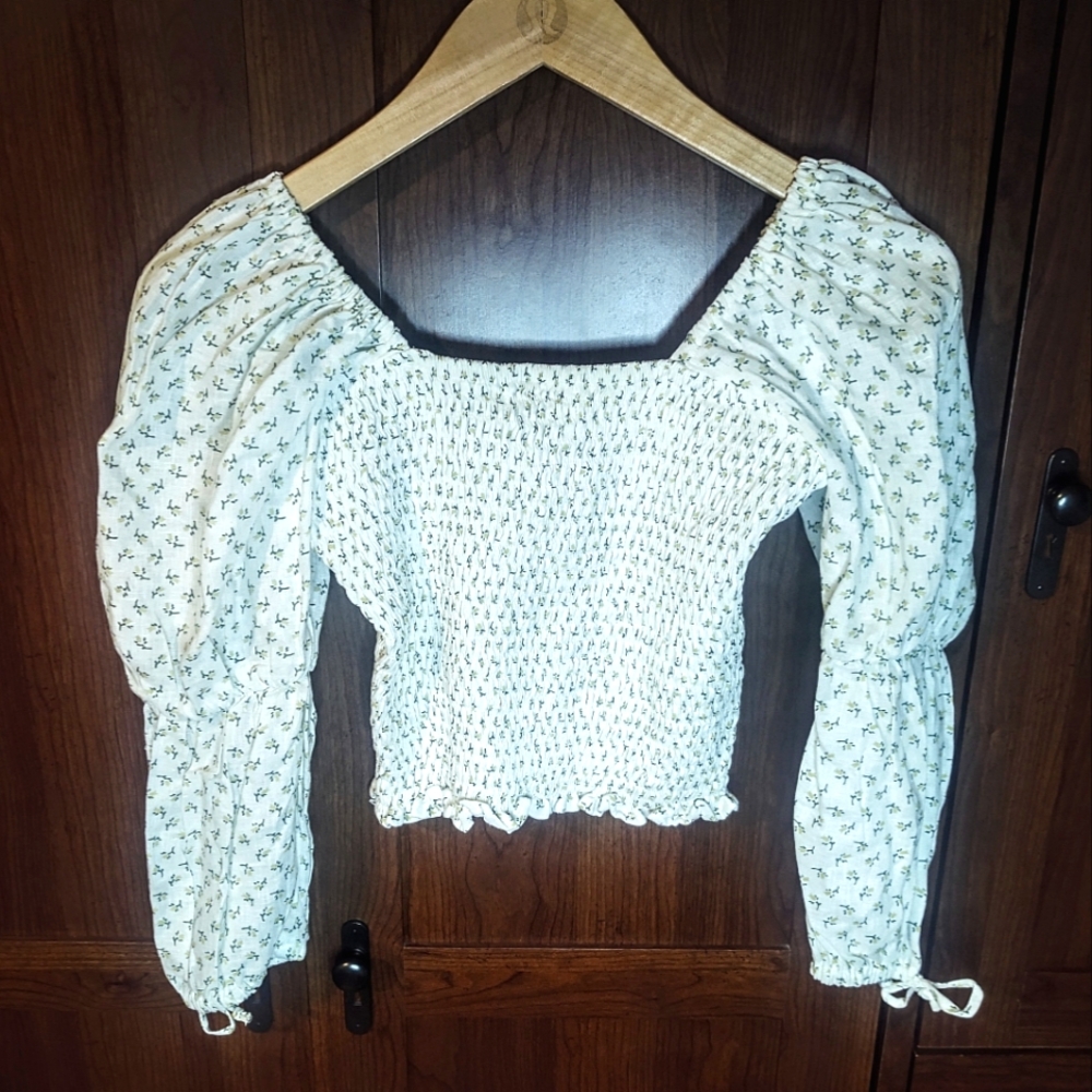 NWT Faithfull The Brand Cropped Smocked Top Sz S - Picture 2 of 13